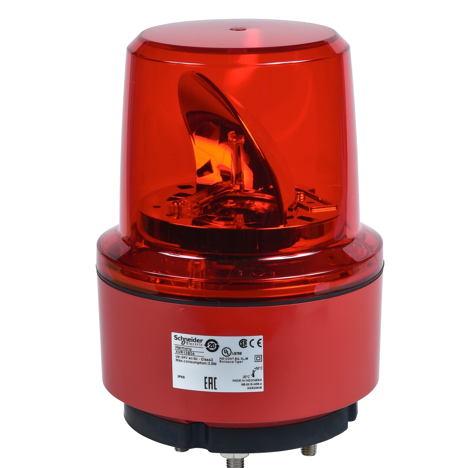Schneider Electric Harmony XVR Series Red Rotating Beacon, 24 V dc, Base Mount, LED Bulb, IP66