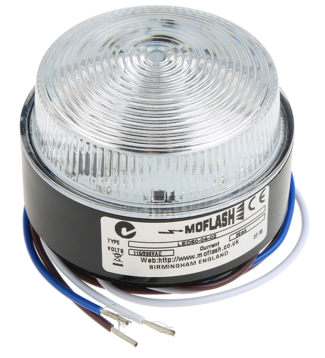 Moflash LED80 Series Red Multiple Effect Beacon, 115/230 V, Surface Mount, LED Bulb, IP67