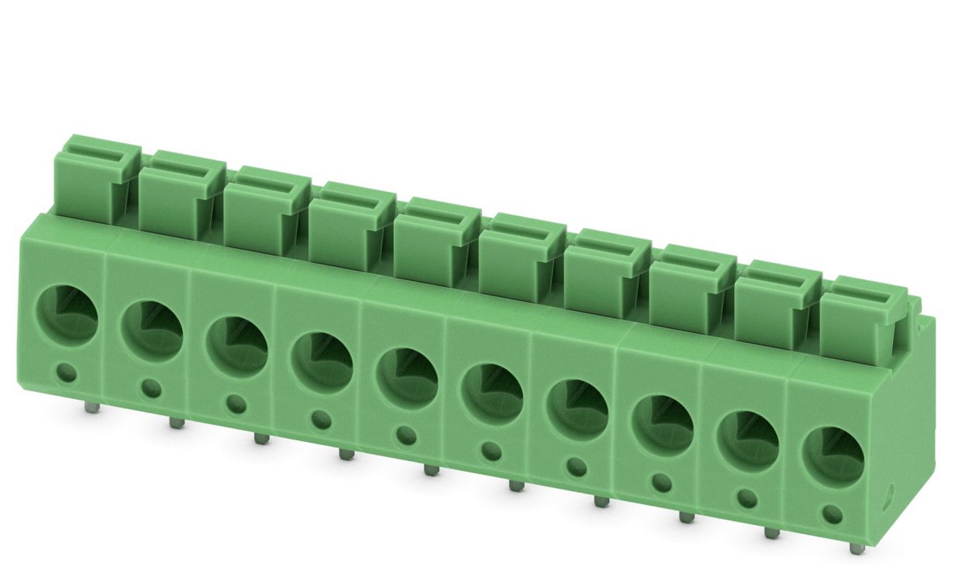 Phoenix Contact PTS 1.5/10-5.0-H Series PCB Terminal Block, 10-Contact, 5mm Pitch, Through Hole Mount, 1-Row, Spring