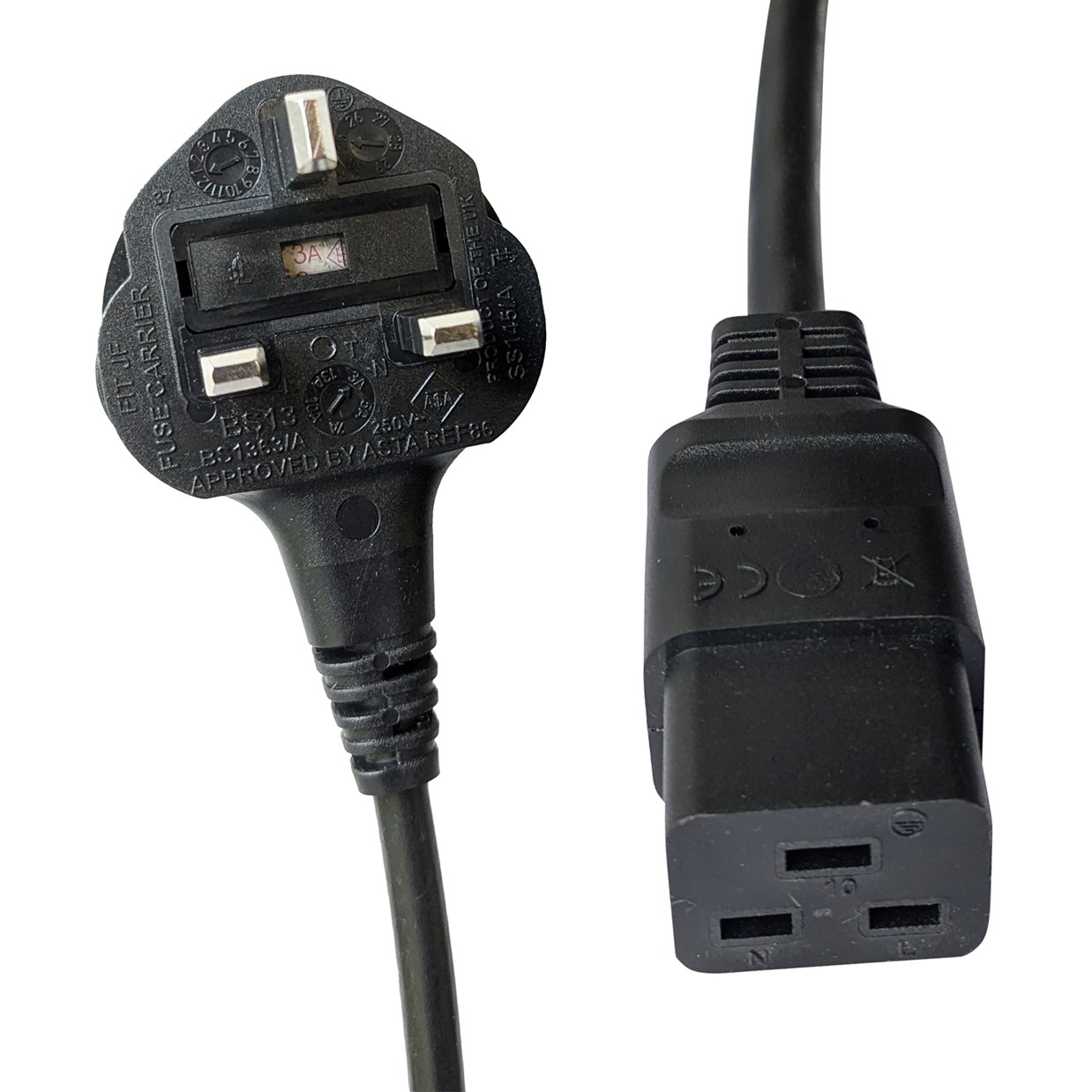 RS PRO Straight IEC C19 Socket to Straight Power Cord, 2m