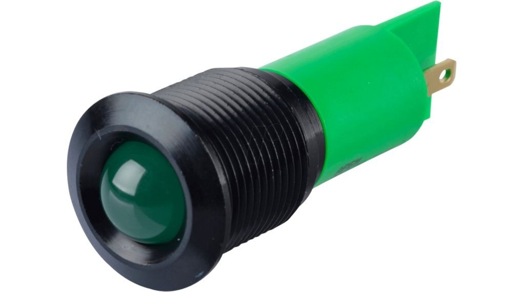 APEM Q16 Series Green Panel Mount Indicator, 24V dc, 16mm Mounting Hole Size, Faston, Solder Lug Termination, IP67