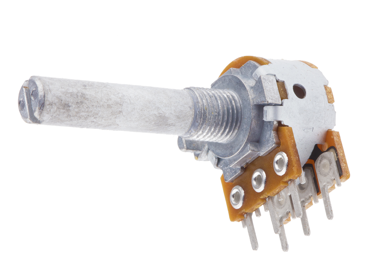 Alps Alpine RK163 10kΩ Rotary Carbon Film Potentiometer, Panel Mount (Through Hole), RK1631210AY7