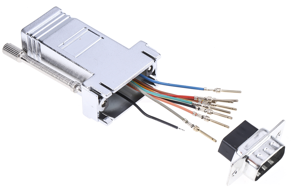RS PRO D Sub Adapter Male 9 Way D-Sub to Female RJ45