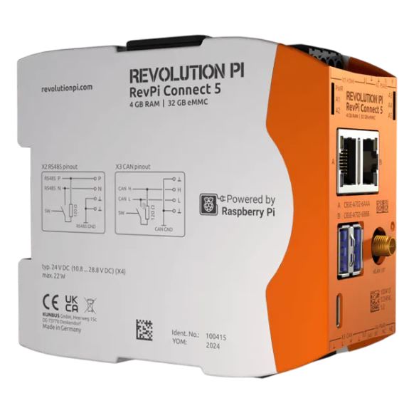 Revolution PI RevPi Connect 5, Industrial Computer, 22W, ARM Cortex 2.4 GHz, 32 GB, 4