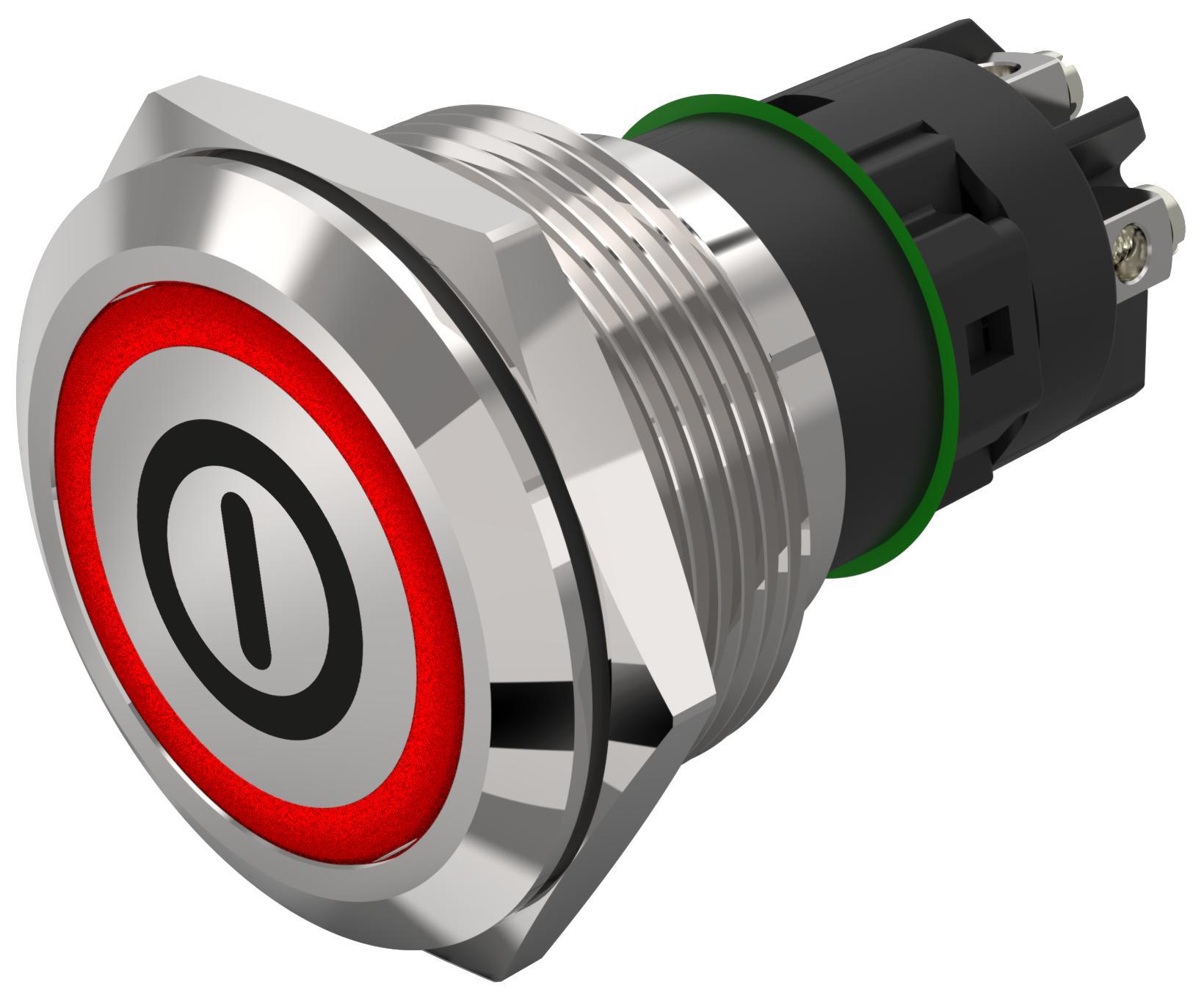 EAO 82 Series Illuminated Illuminated Push Button Switch, Momentary, Panel Mount, 22.3mm Cutout, SPDT, Red LED, 240V,