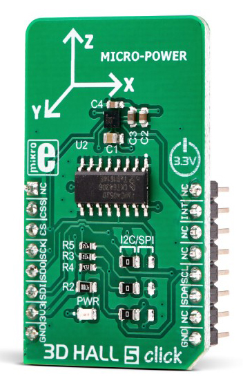 MikroElektronika 3D Hall 5 Click Evaluation Board