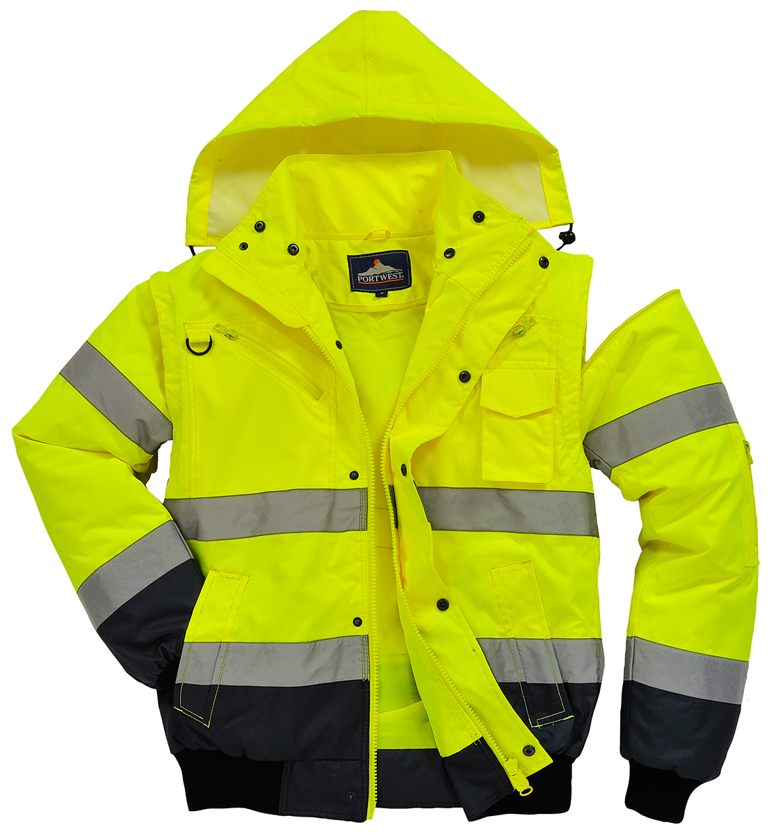 Portwest Yellow Men Hi Vis Bomber Jacket, 3XL