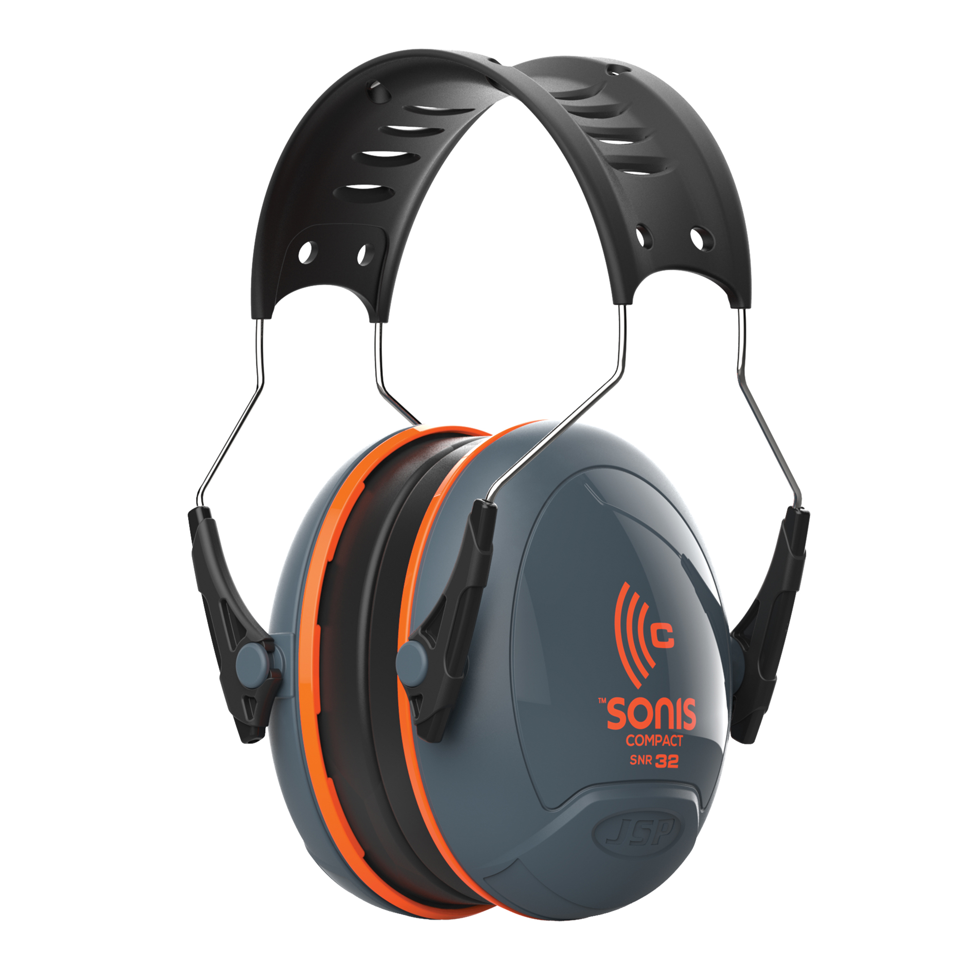 JSP AEB030-0AY-000 Wireless Speak & Listen Ear Defender with Headband, 32dB, Dark Grey/Orange, Noise Cancelling