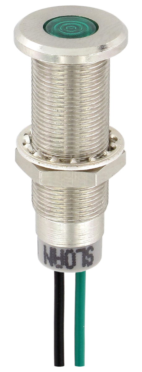 Sloan Green Panel Mount Indicator, 5 → 28V, 8.2 x 7.6mm Mounting Hole Size, Lead Wires Termination, IP68