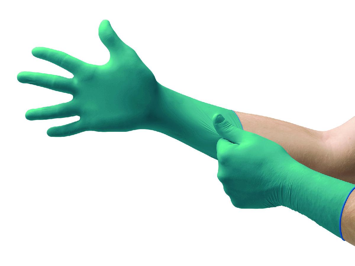 Ansell 93-360 Green Powder-Free Neoprene Disposable Gloves, Size 8.5-9, Large, 50 per Pack