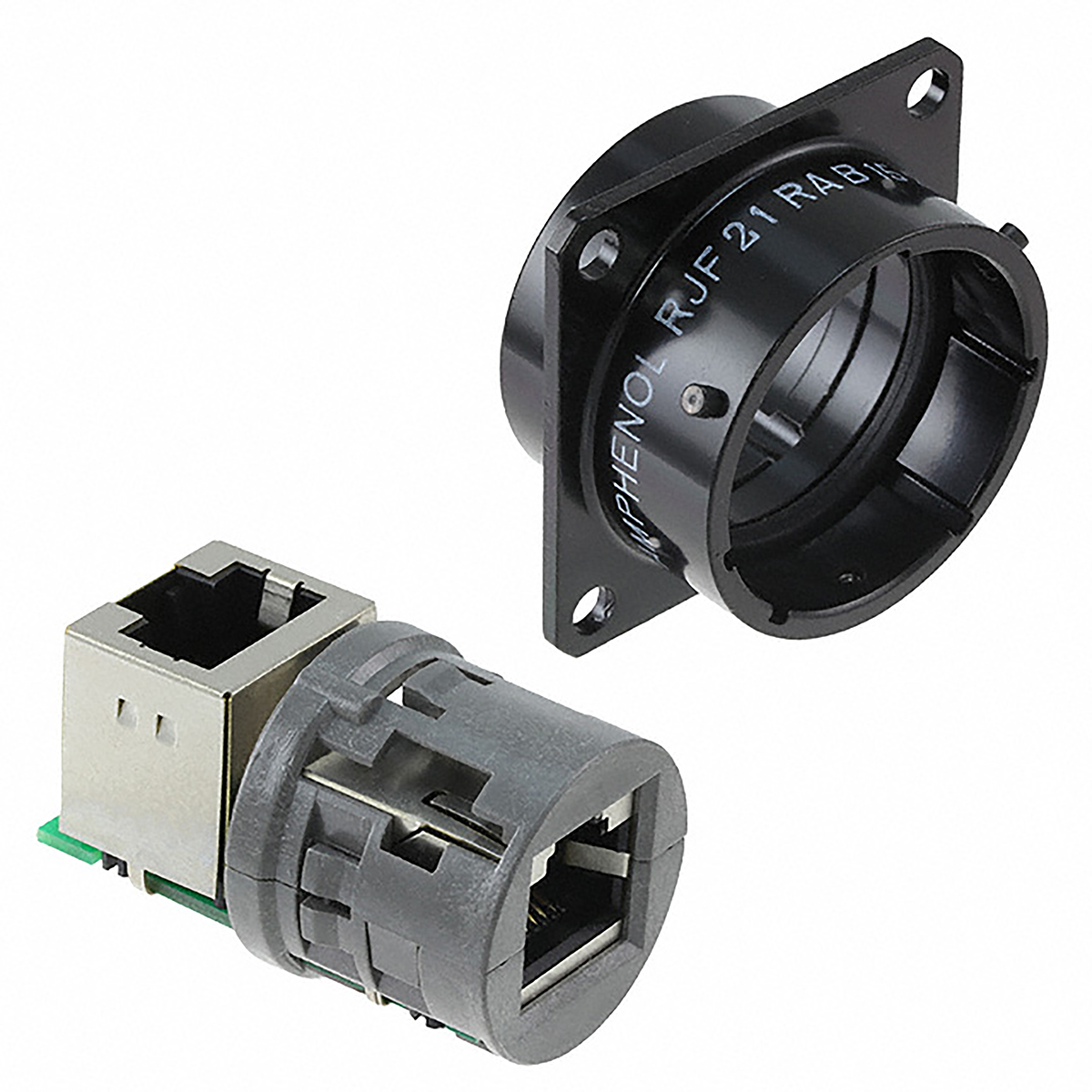 Amphenol Socapex RJF Series Female RJ45 Connector, Panel Mount, Cat5e Right Angle 1 Port 8 -Way