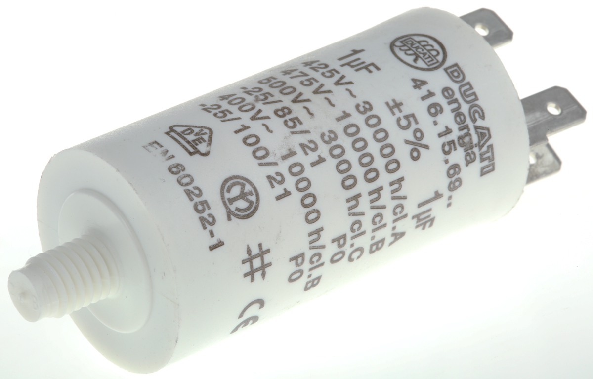 Ducati Energia 4.16.15 Polypropylene Film Capacitor, 500V ac, ±5%, 1μF, Stud Mount