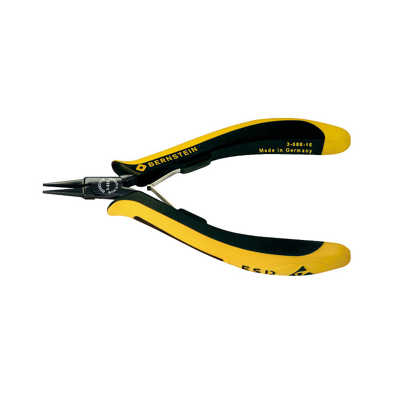 Bernstein 3-688-15 Flat Nose Pliers, 130 mm Overall, Pointed, Straight Tip, 18mm Jaw, ESD