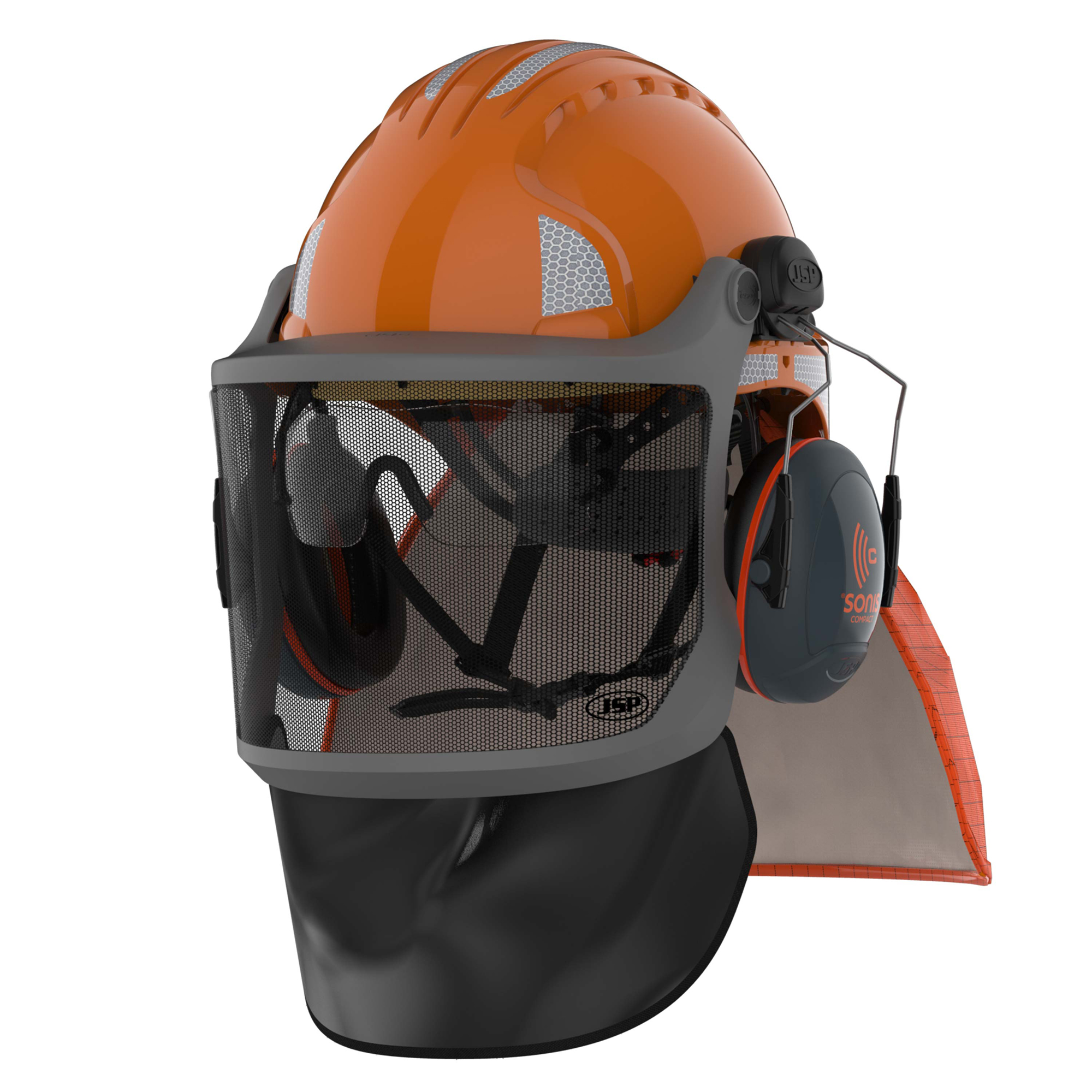 JSP EVOGuard Orange Hard Hats with Chin Strap, AdjustableVentilated