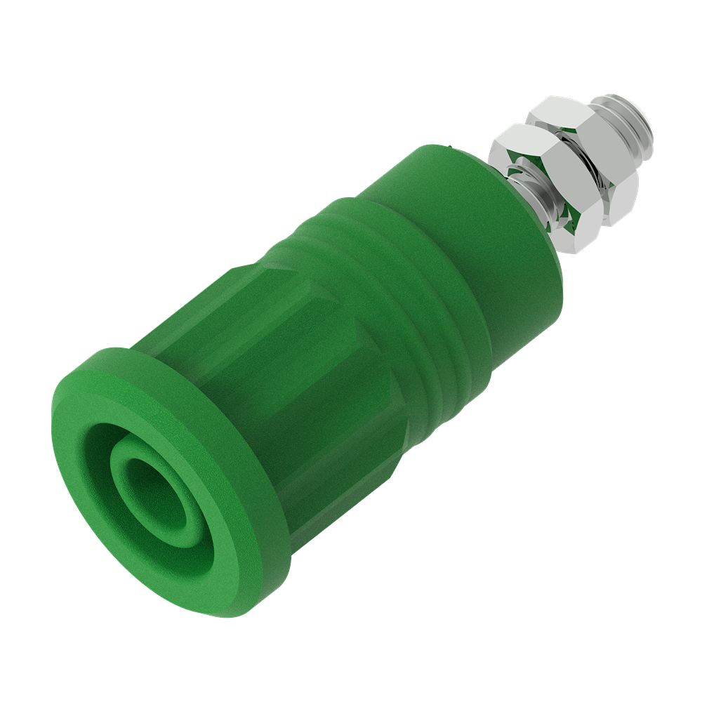 Electro PJP Green Female Banana Socket, 4 mm Connector, Press Fit Termination, 36A, 1kV, Nickel Plating