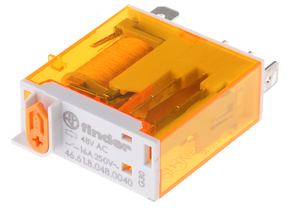 Finder Plug In Power Relay, 48V ac Coil, 25A Switching Current, SPDT