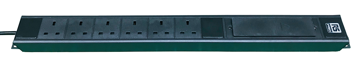 RS PRO Type G - British 6 Gang Power Distribution Unit, 3m Cable, 16A, 250 V ac