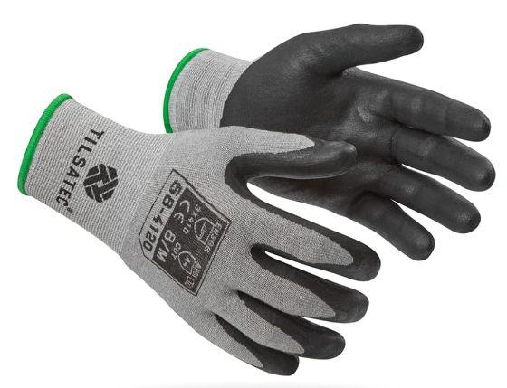 Tilsatec 58 4120 Black, Grey Yarn Work Gloves, Size 9, Foam Coating