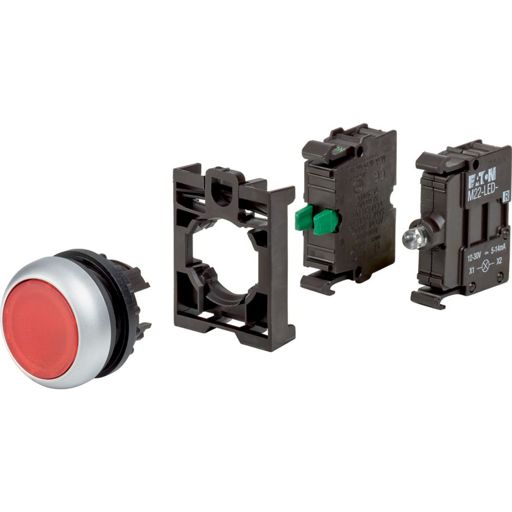 Eaton RMQ Titan Series Illuminated Push Button, Spring Return, 50mm Cutout, Red LED, IP67