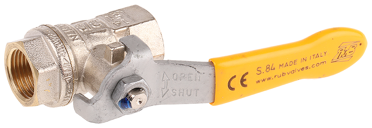 RS PRO Brass Full Bore, 2 Way, Ball Valve, Threaded, BSPP 3/8in, 40 → 30bar Operating Pressure