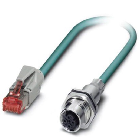 Phoenix Contact, 1m Cat5e, Blue M12 to Female RJ45 Male, Shielded Shielded, Terminated