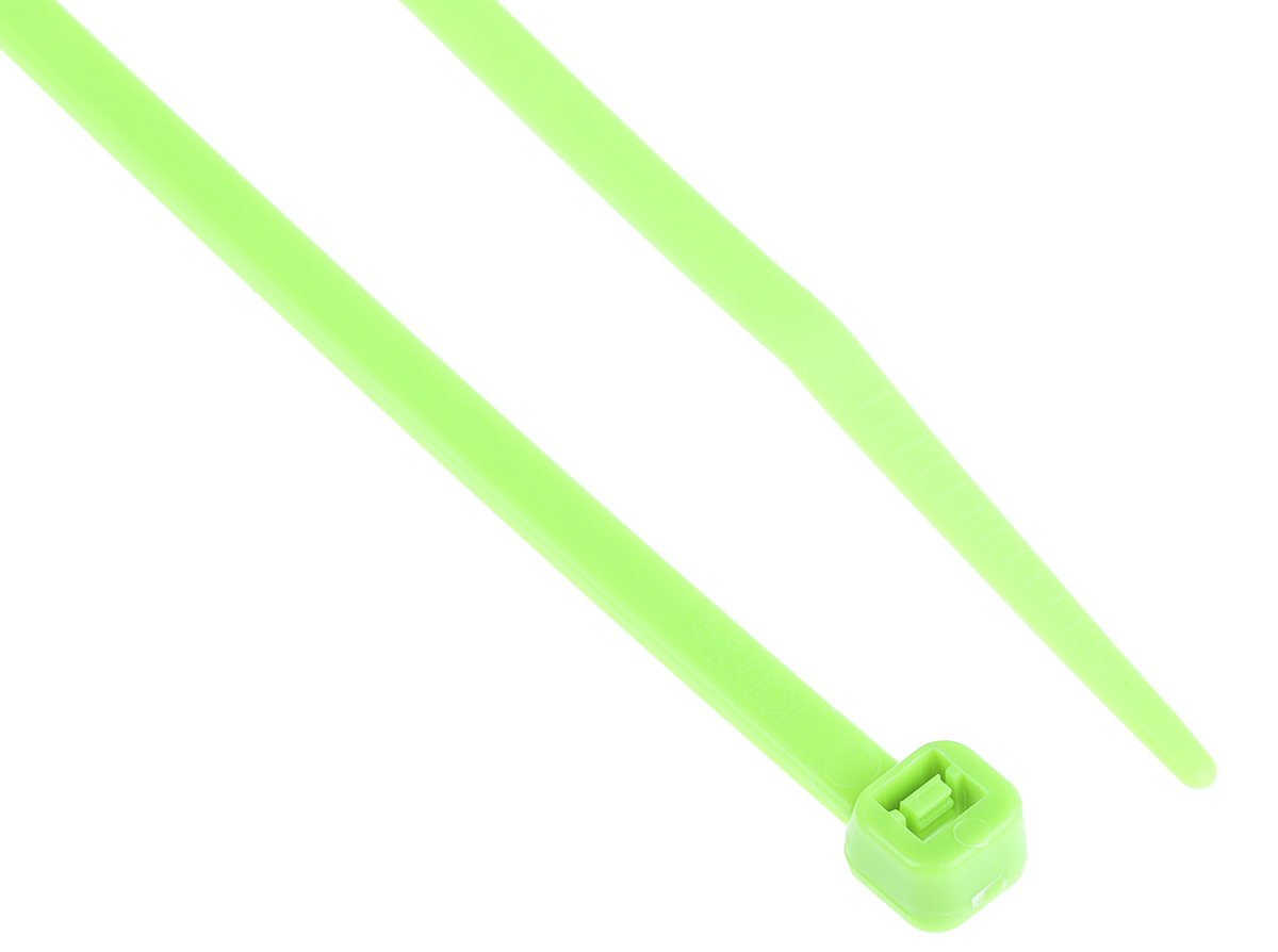 RS PRO Cable Tie, 203mm x 3.6 mm, Green Nylon, Pk-100