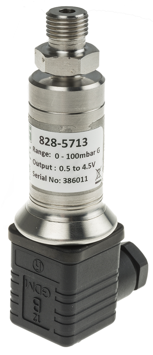 RS PRO Pressure Sensor, 0bar Min, 0.1bar Max, Voltage Output, Relative Reading
