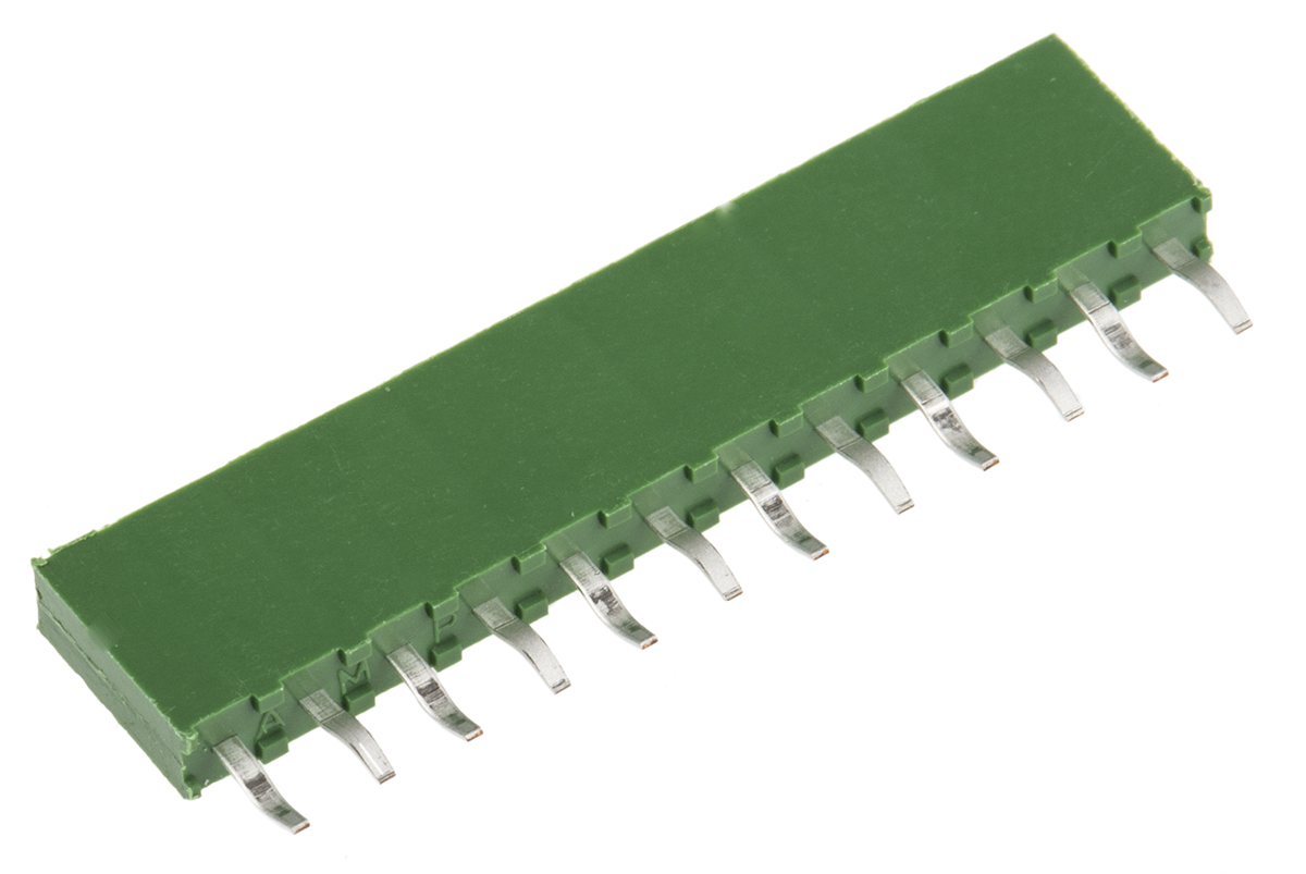 TE Connectivity AMPMODU HV100 Series Straight Through Hole Mount PCB Socket, 12-Contact, 1-Row, 2.54mm Pitch, Solder