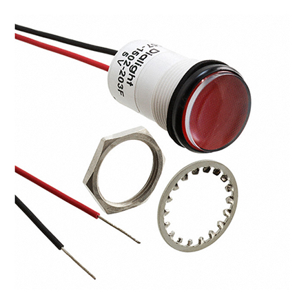 Dialight Red Panel Mount Indicator, 5V dc, 17.5mm Mounting Hole Size, Lead Wires Termination