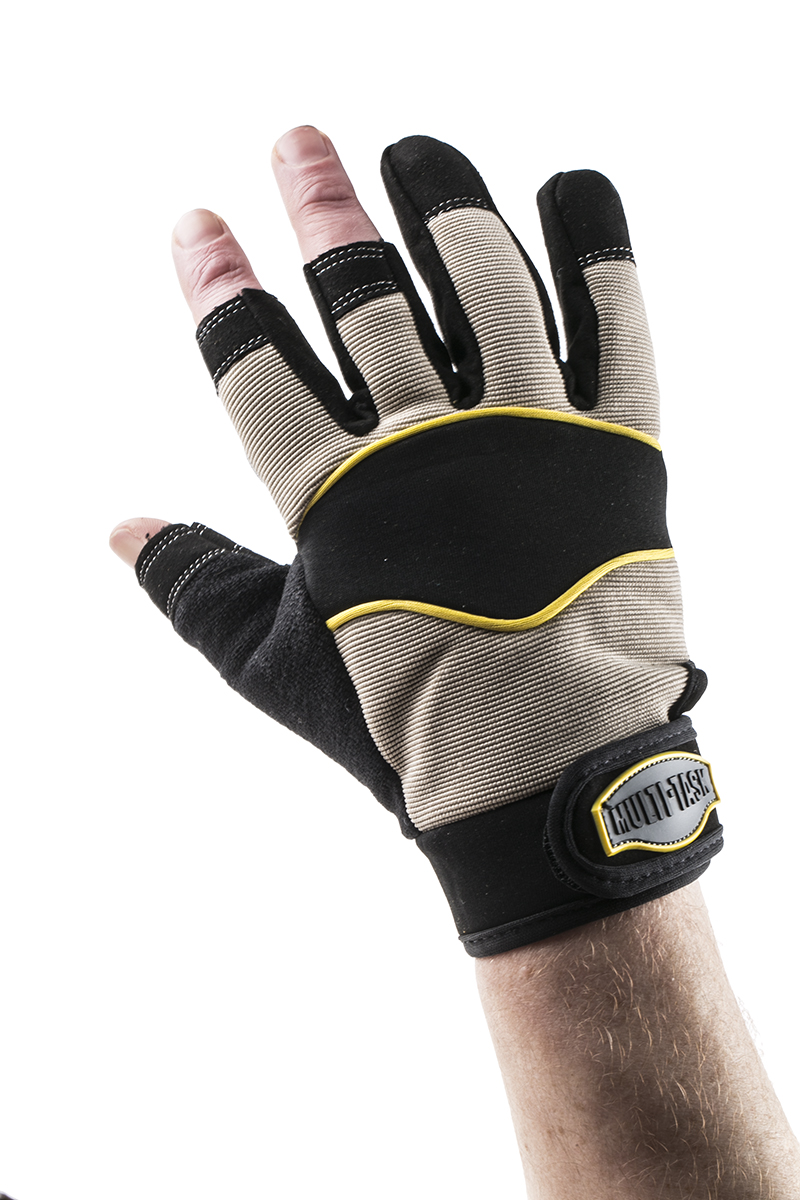 Polyco Healthline Black Leather, Nylon, Spandex Work Gloves, Size 9, Uncoated Coating