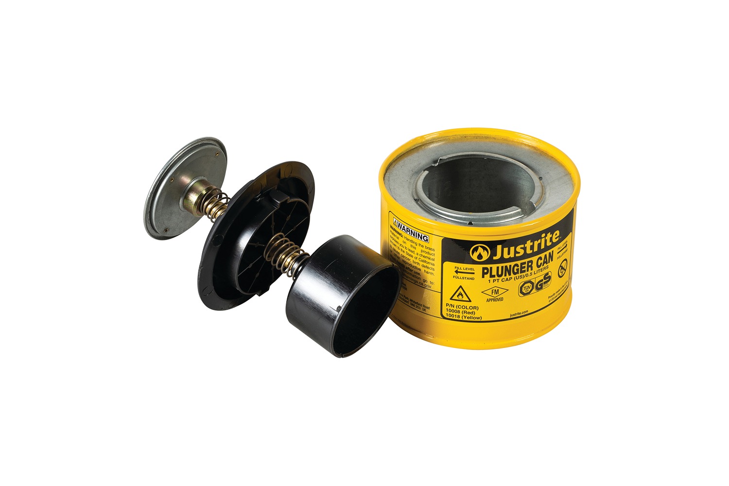 Justrite Galvanised Steel Plunger Can, 1L