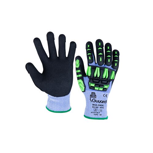 GUYARD BOA CHOC Black, Green High Density Polyethylene Glove, Size 11, Nitrile Coating