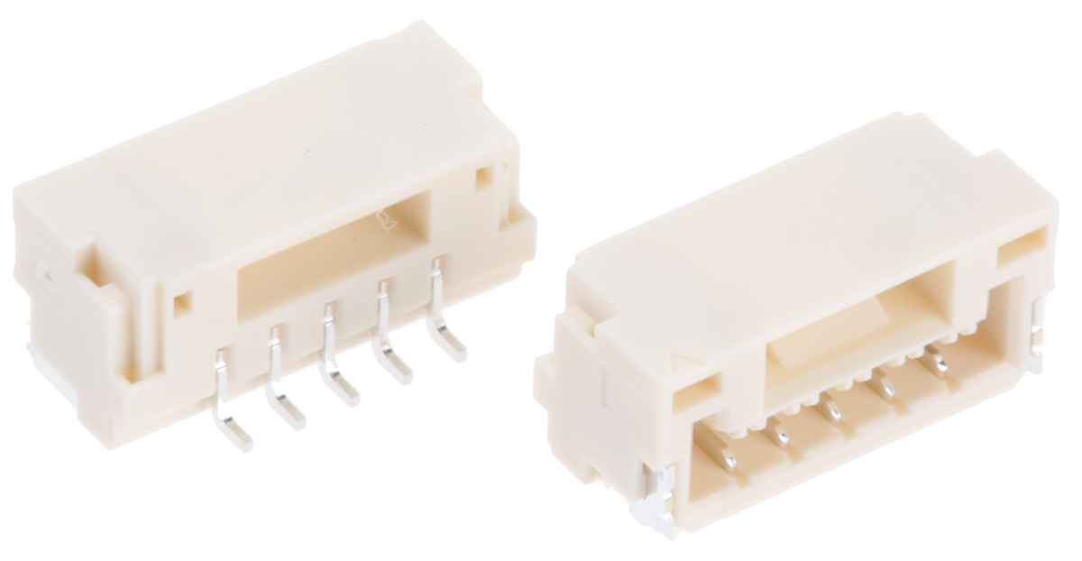 JST GH Series Right Angle Surface PCB Header, 5 Contact(s), 1.25 mm Pitch, 1 Row, Shrouded