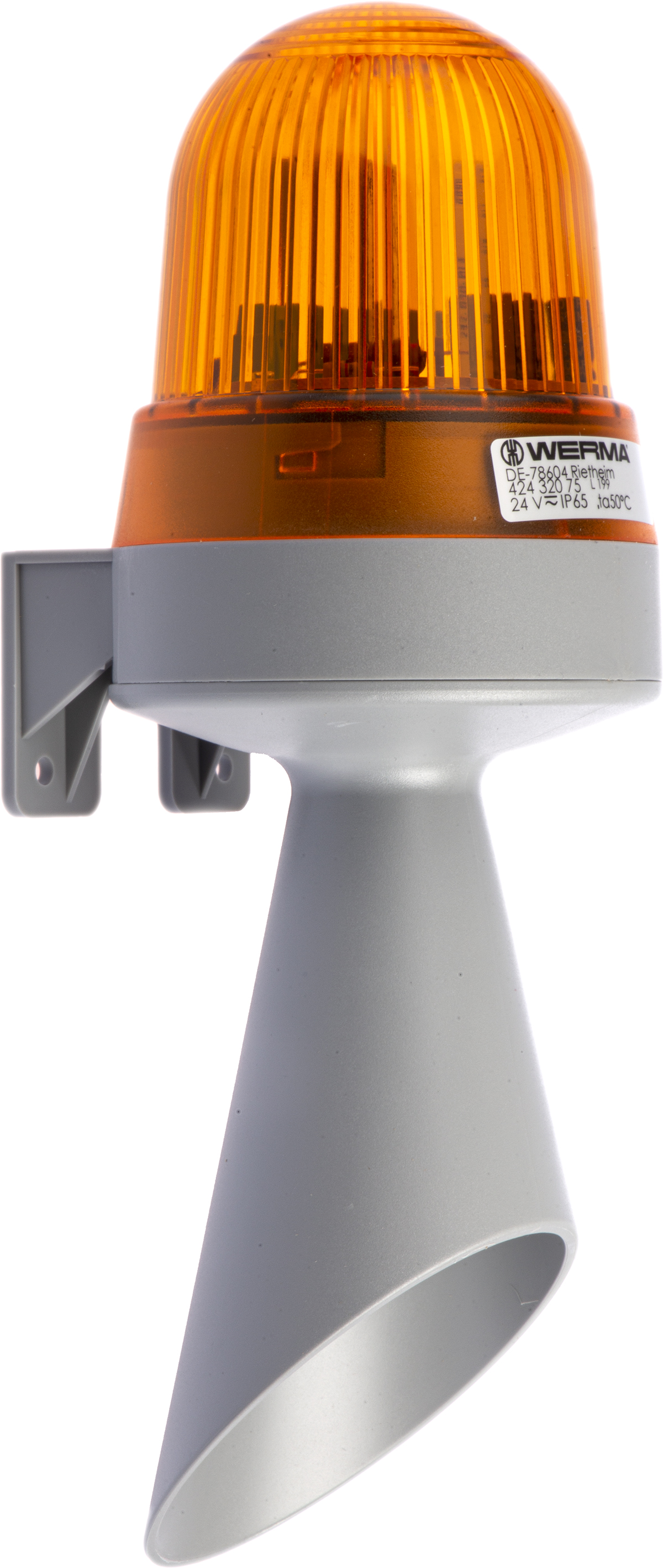 Werma 424 Series Yellow Horn Beacon, 24 V ac/dc, IP65, Wall Mount, 98dB at 1 Metre