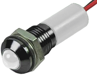 RS PRO White Panel Mount Indicator, 24V dc, 6mm Mounting Hole Size, Lead Wires Termination, IP67