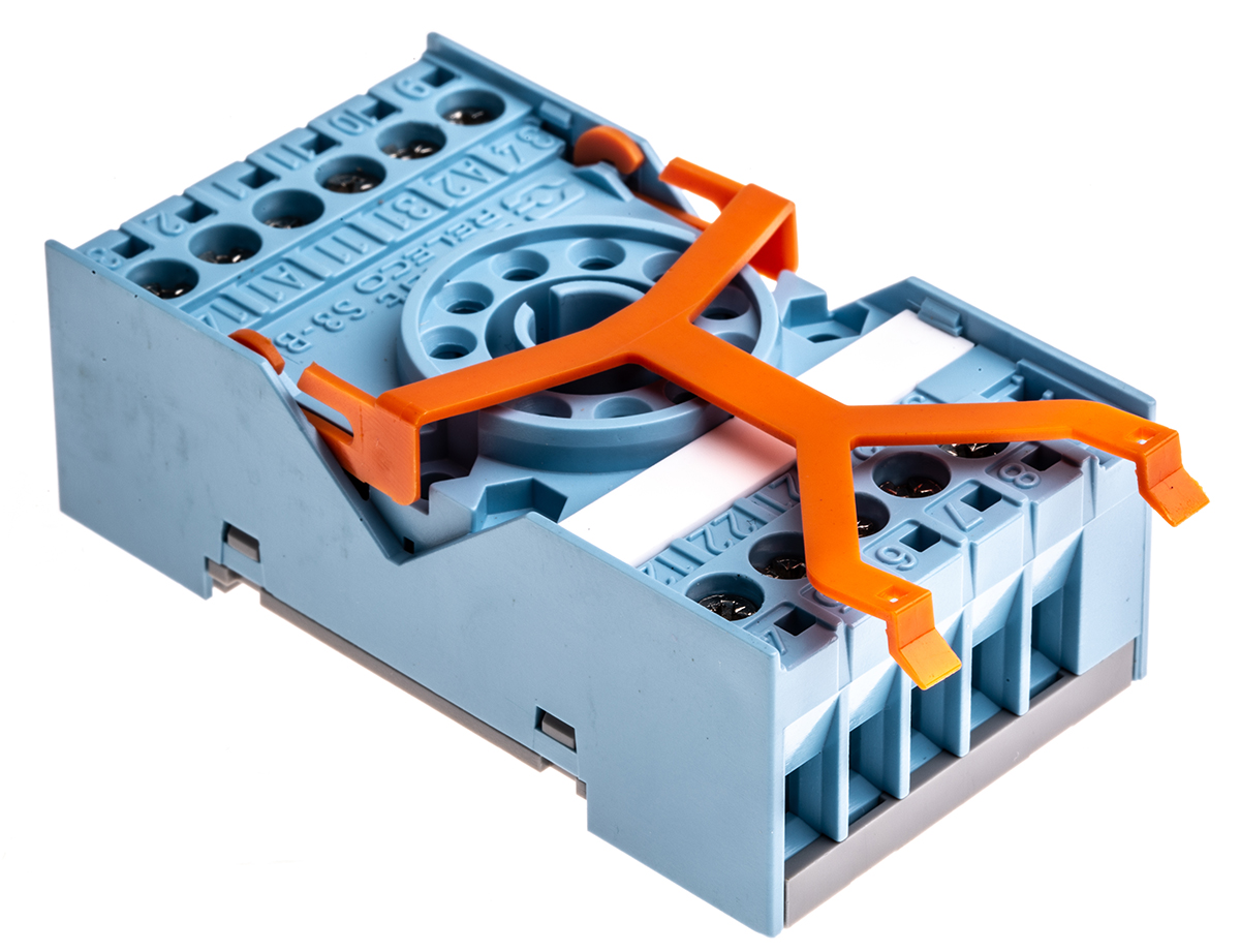 Releco MRC 11 Pin 250V ac DIN Rail Relay Socket, for use with MRC Series 11-Pin Relay
