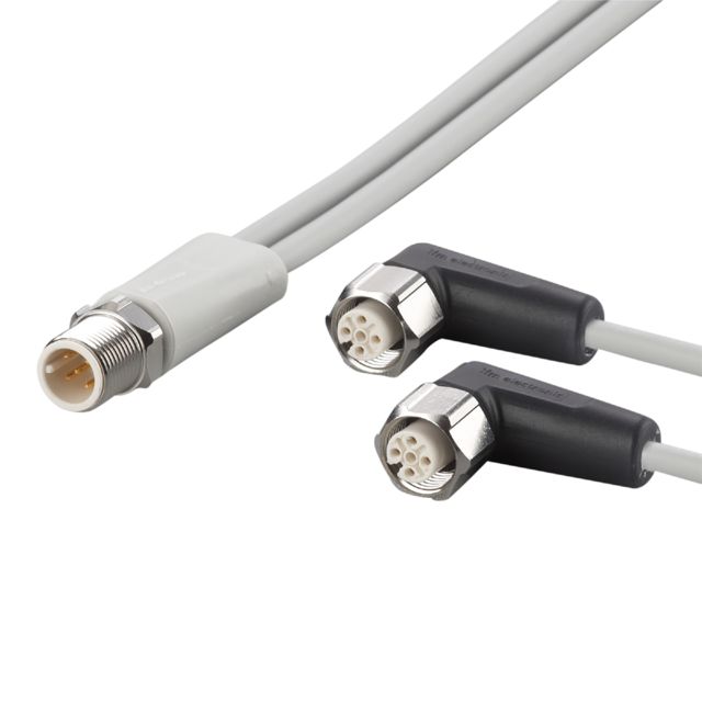ifm electronic Male 1 way M12 to Female 2 way M12 Sensor Actuator Cable, 0.15 m