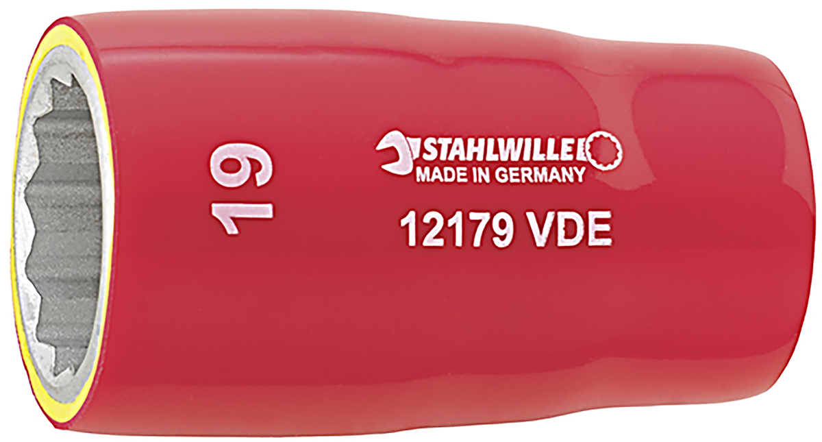 STAHLWILLE 1/2 in Drive 22mm Insulated Standard Socket, 12 point, VDE/1000V, 60 mm Overall Length