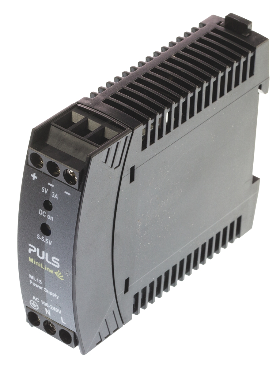 PULS MiniLine MLY Switched Mode DIN Rail Power Supply, 100 → 240V ac ac Input, 5V dc dc Output, 3A Output, 15W
