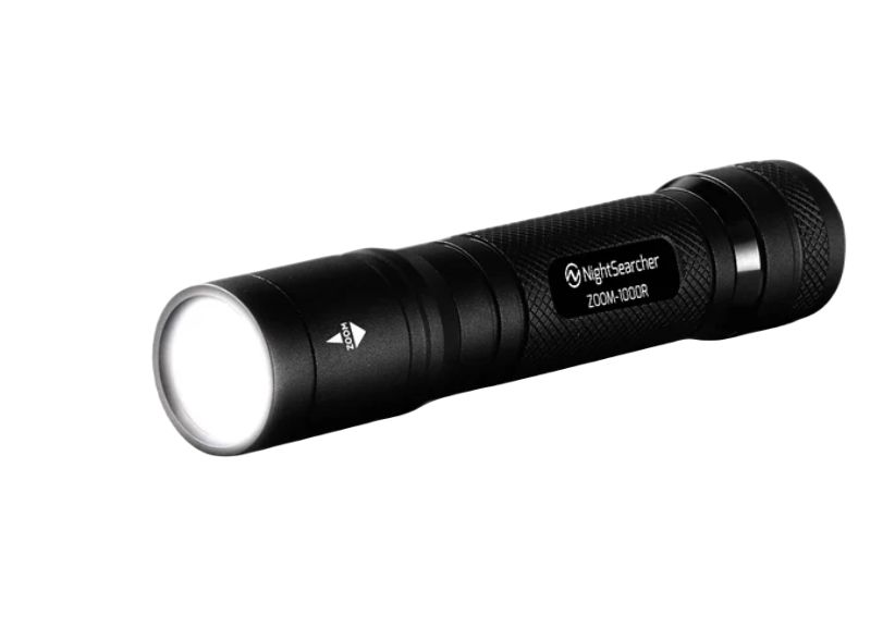 Nightsearcher Flash Light Torch Black - Rechargeable 1000, 141 mm
