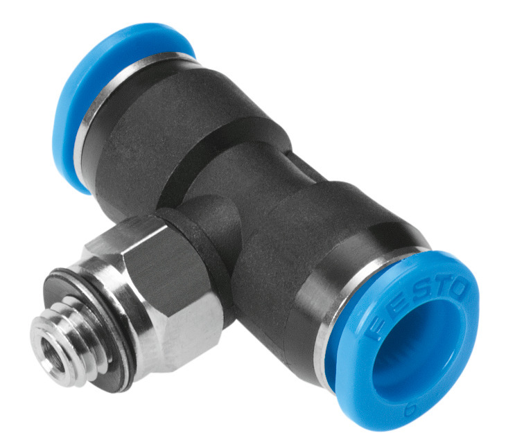 Festo Tee Threaded Adaptor, Push In 4 mm to Push In 4 mm, Threaded-to-Tube Connection Style, 153354