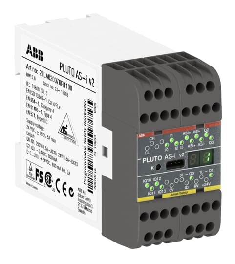 ABB AS-i v2 Pluto Series Safety Controller, 8 Safety Inputs, 4 Safety Outputs, 24 V dc