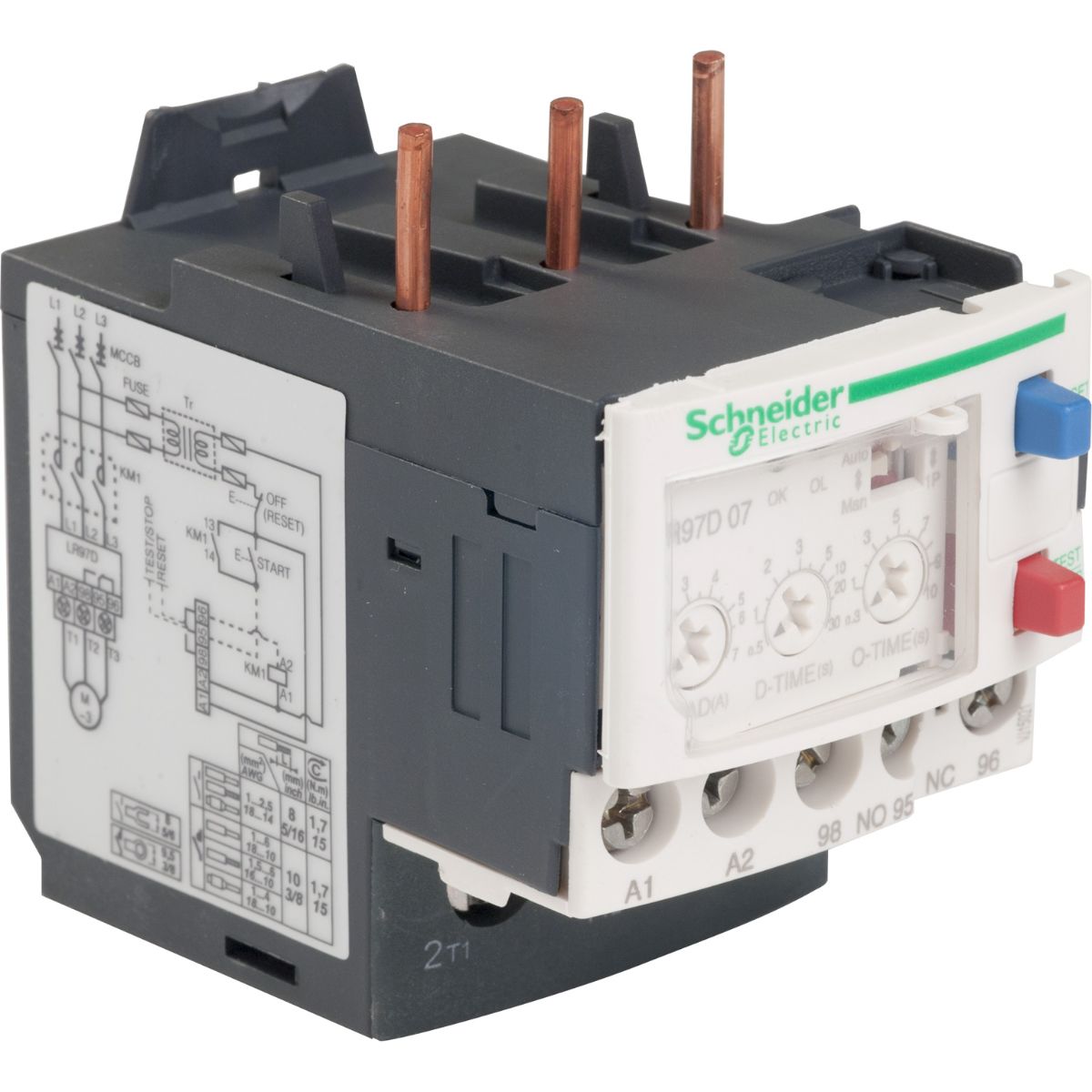 Schneider Electric LR97 D Overload Relay 1NO + 1NC, 1.2 → 7 A F.L.C, 7 A Contact Rating, 55 W, TeSys