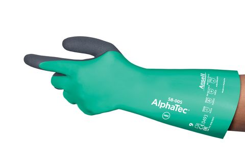 Ansell 58-005 Green Nitrile Neoprene, Nitrile Work Gloves, Size 7, Neoprene Coating