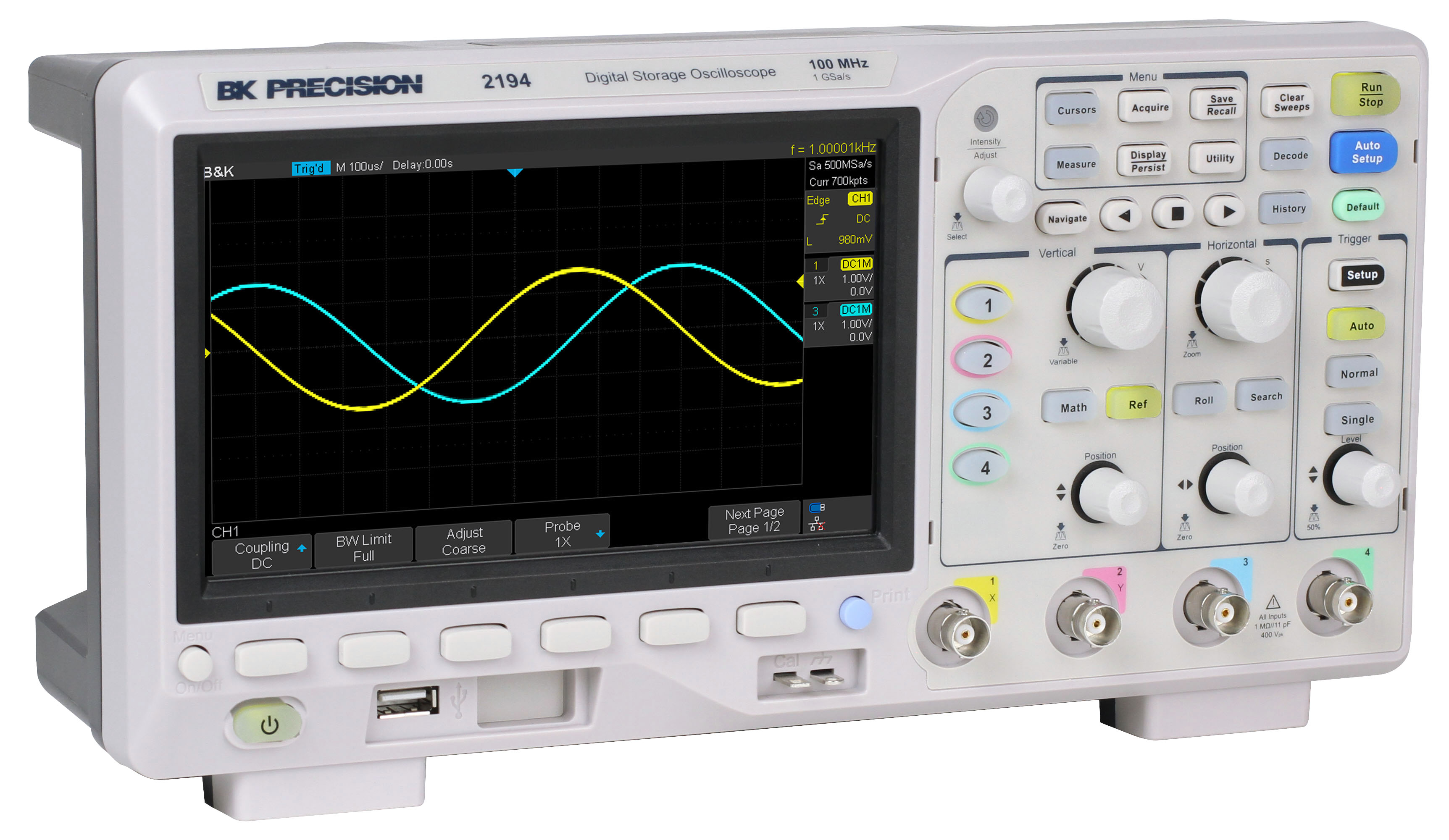 BK Precision BK2194 2194 Series, 100MHz Bench Oscilloscope, 4 Analogue Channels - UKAS Calibrated