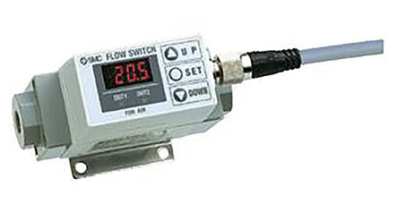 SMC PF2A Series Flow Controller, 100 L/min, PNP Output, 12 → 24 V dc, 3/8 Pipe