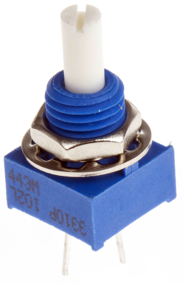 Bourns 3310 1kΩ Rotary Potentiometer 1-Gang, Panel Mount (Through Hole), 3310P-001-102L