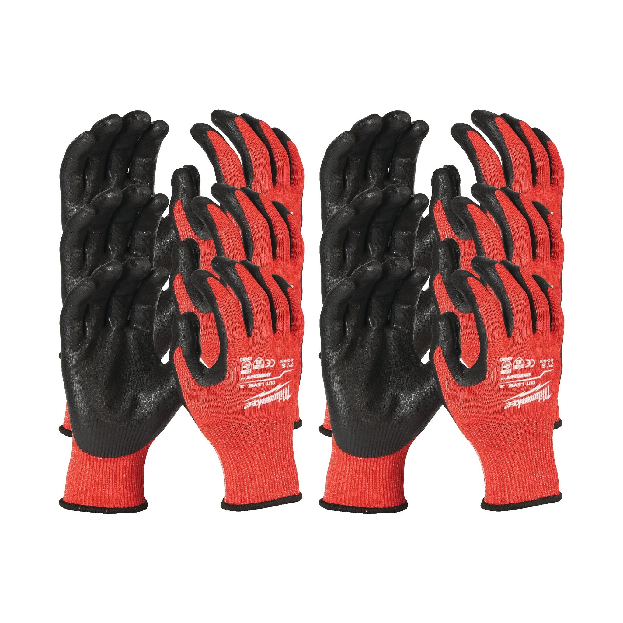 Milwaukee CUT C Black, Red Nitrile Nitrile Work Gloves, Size M, Nitrile Coating