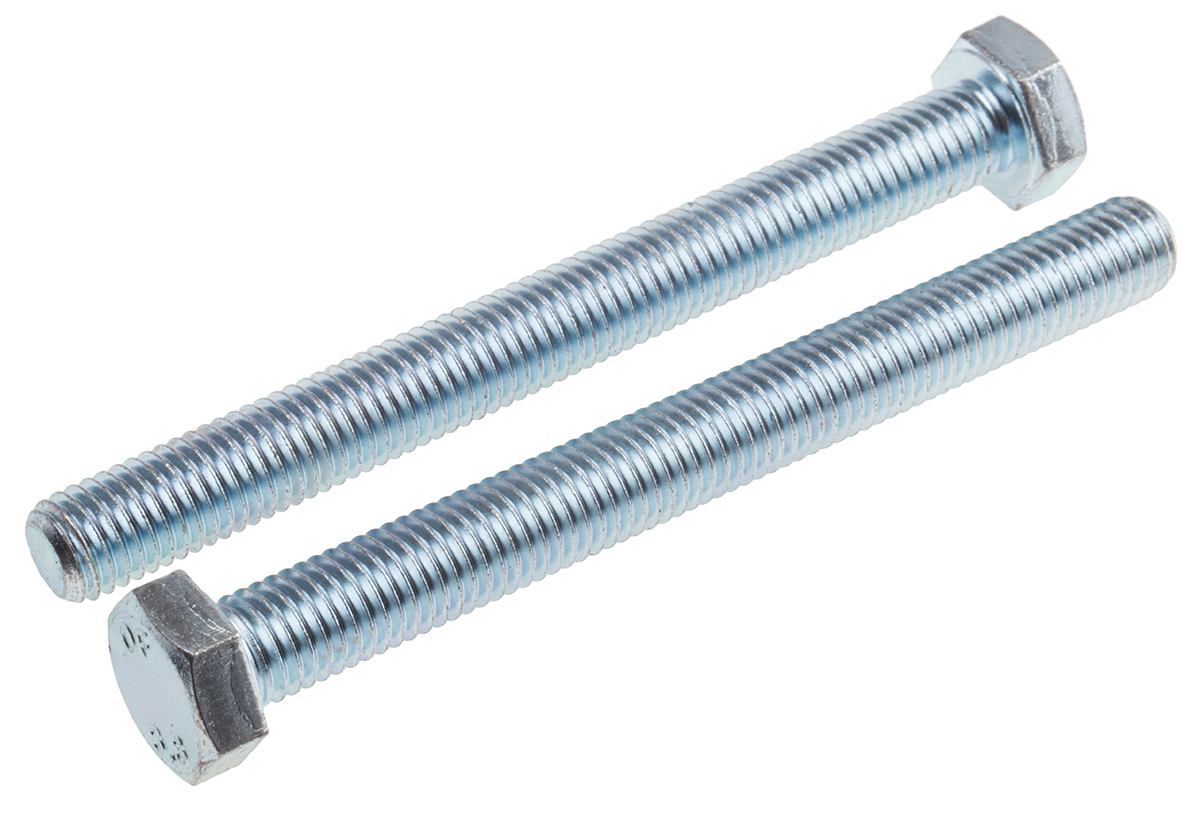 RS PRO Bright Zinc Plated Steel, Hex Bolt, M12 x 120mm