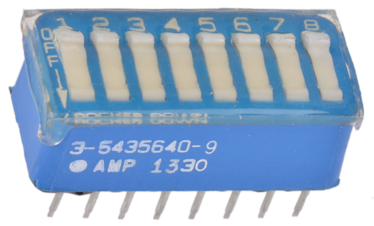 TE Connectivity 8 Way Through Hole DIP Switch SPST, Rocker Actuator